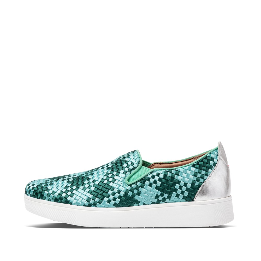 Fitflop Womens Slip-on Mint Green - Rally Silky-weave Sneakers - JF9271306